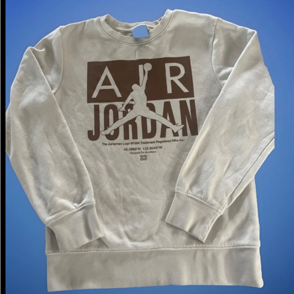 Jordan Cream and Brown Logo Sweatshirt